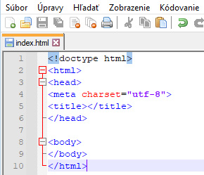 Základný kód HTML